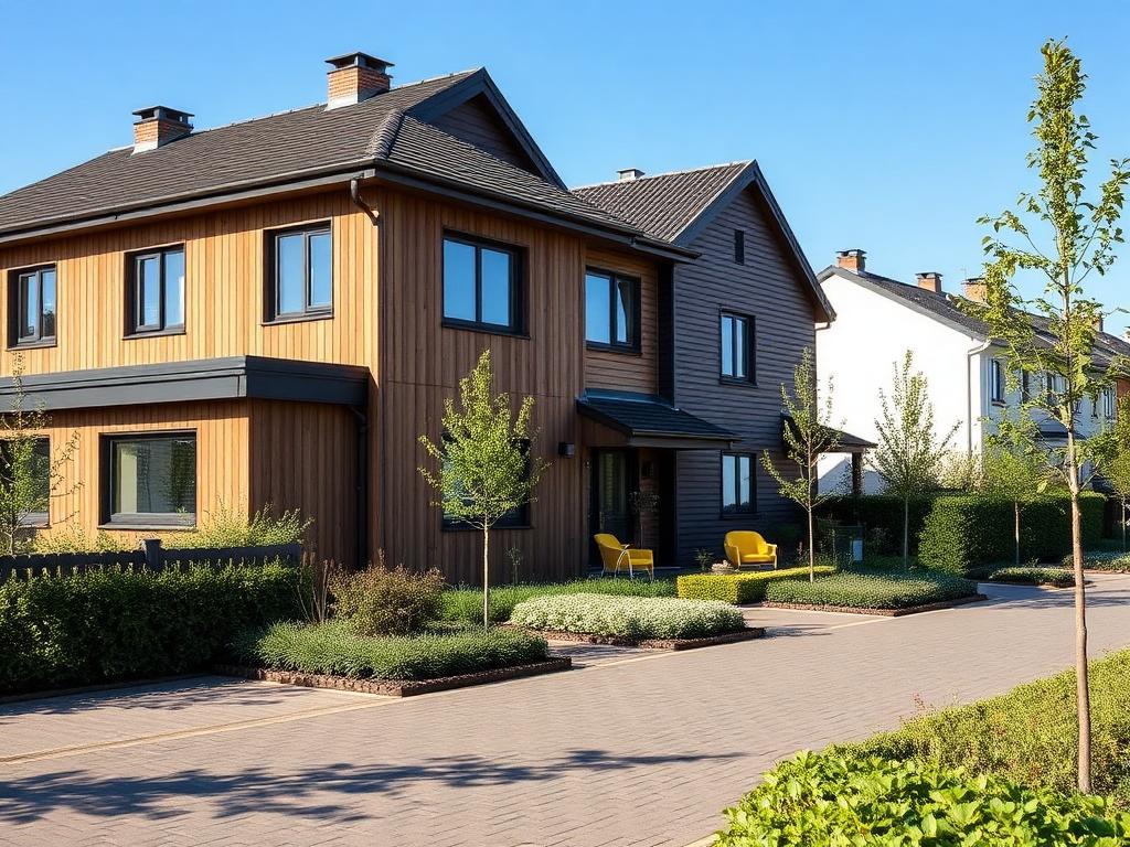 Villaområde i Sollentuna med trähus och höga tallar